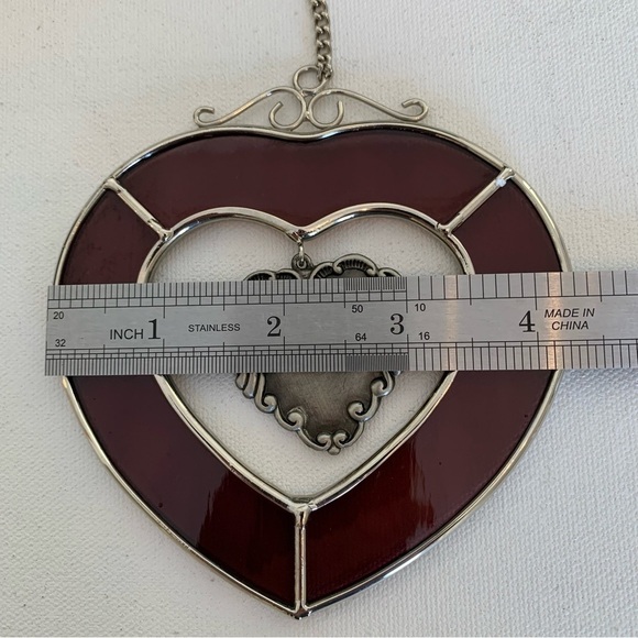 4" Stained Glass Heart with Floating Center GRANDMA Sun Catcher VintagSuncatcher - Picture 6 of 6